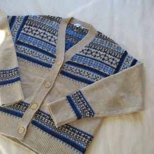 J. W. Anderson c x Uniqlo Souffle Yarn Fair Isle Cardigan in Beige